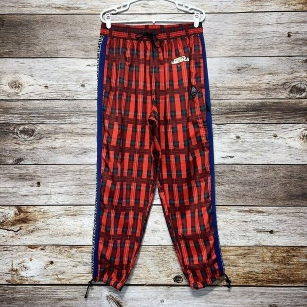 Nike Giannis Basketball Track Pants Mens Size XL Red Plaid Coming to America New